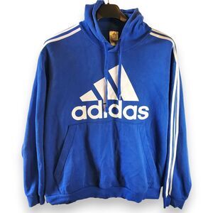 Men's Royal Blue Adidas 2XL Pullover Hoodie Fleece Triple Stripe